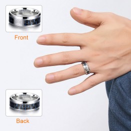 Vnox 8mm Personalize Carbon Fiber Ring For Man Engraved Tree Of Life Stainless Steel Male Alliance Casual Customize Jewelry Band