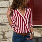 Women Striped Blouse Shirt Long Sleeve Blouse V-neck Shirts Casual Tops Blouse et Chemisier Femme Blusas Mujer de Moda 2018